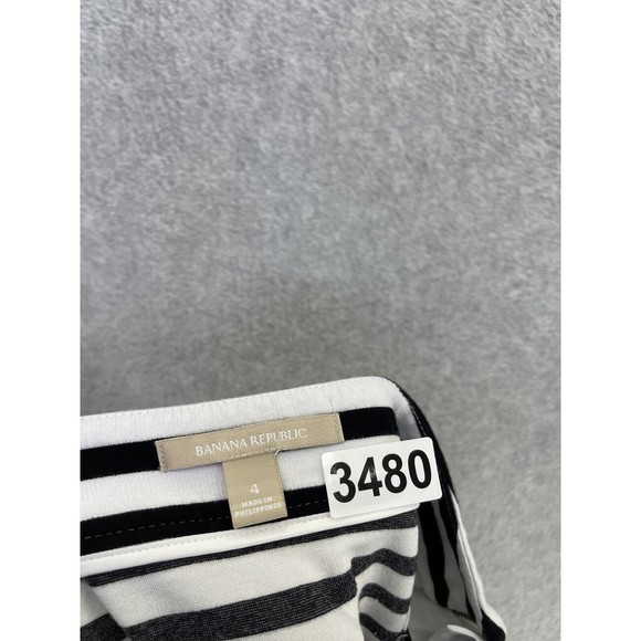 Banana Republic Women's Skirt Striped Side Slit Pull On Size 4 Black White - Picture 5 of 9